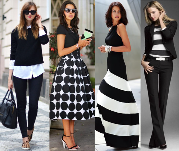 Модное сочетание белого и черного цвета в одежде 2021.